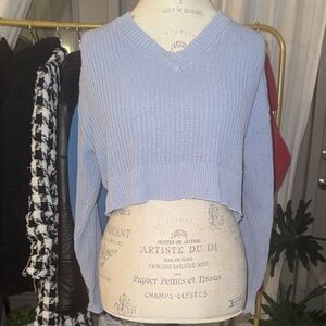 Aeropostale V-Neck Light Blue Women's Sweater Longsleeve knit top XS